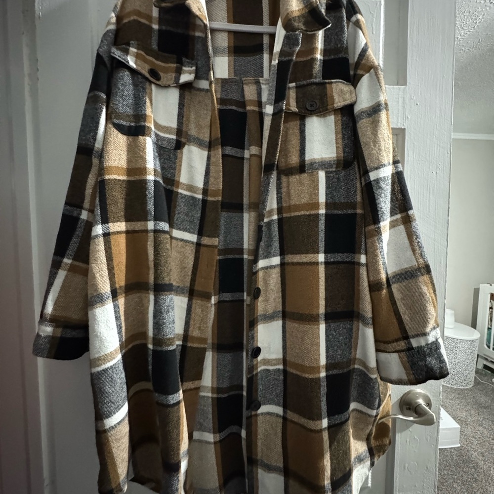 Kenneth Cole Brown and Black Plaid Jacket